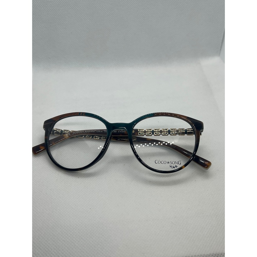 Coco Song Nobody Knows Eyeglasses Tortoise Teal Gold Greek Key CV245 51-18-140